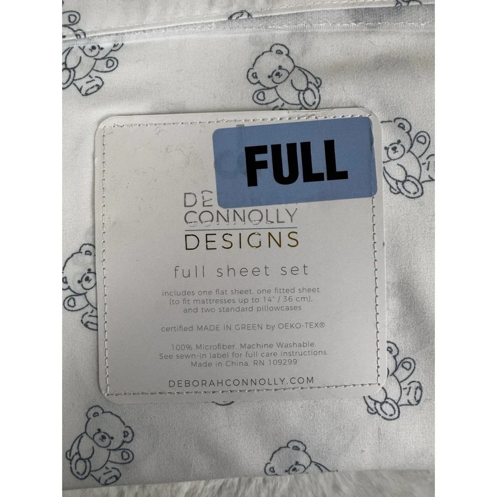 New Deborah Connolly Designs Full‎ Bed Sheet Set 4 Pc Teddy Bear Print Kidcore